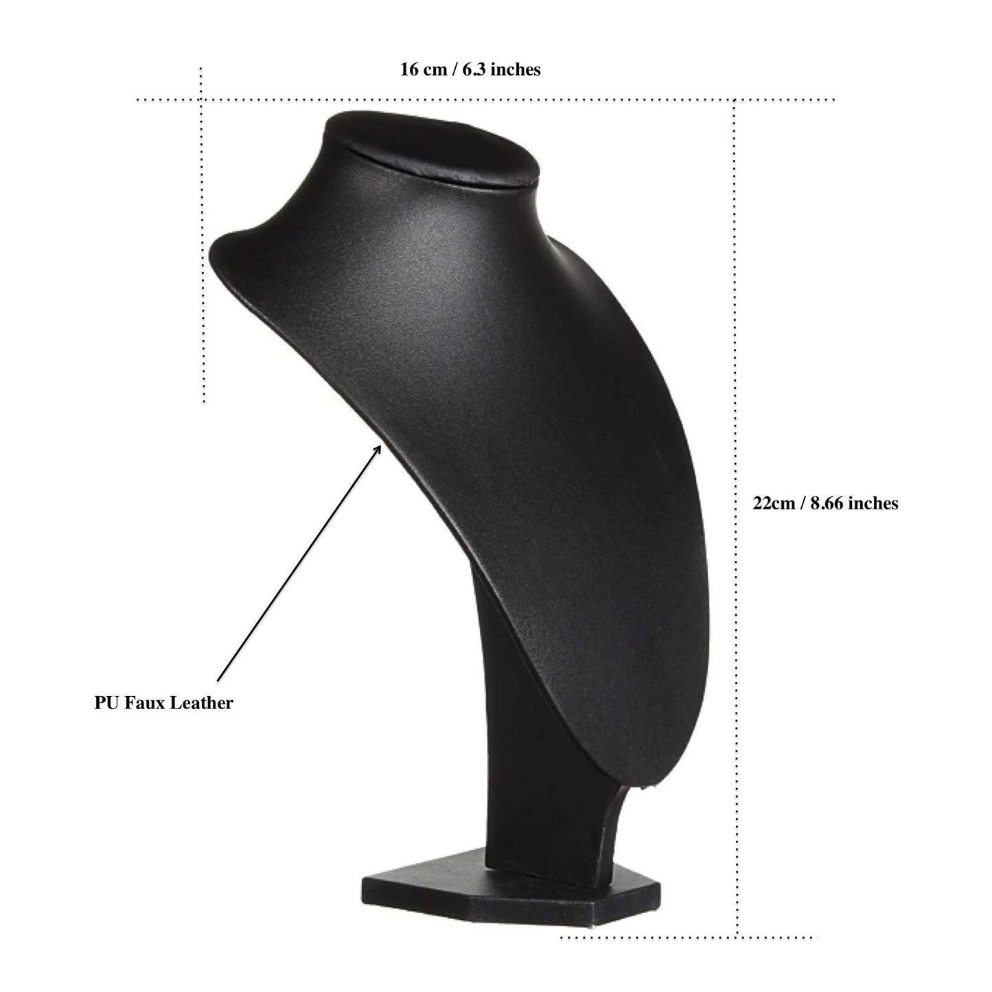 Comelyjewel Necklace Holder Stand Set of 2, Jewelry Bust Display Stand for Necklaces, Velvet Mannequin Jewelry Organizer for Women, Jewelry Display for Vendors, Vanity & Retail (Black Faux Leather)