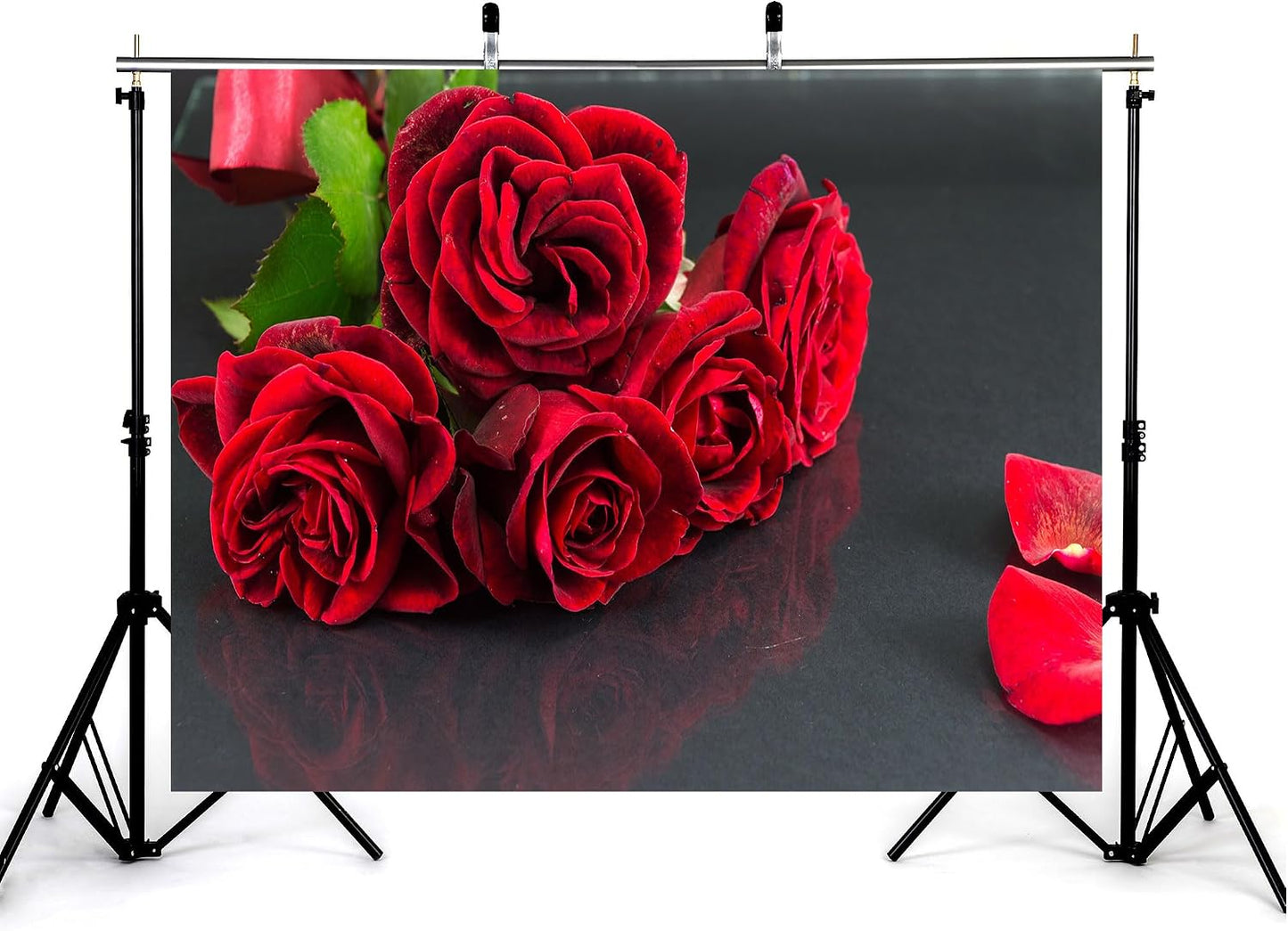 KeyWork 10x7ft Red Rose Bouquet Backdrop Fresh Bloom Petal Photography Background for Valentine's Day Gift Party