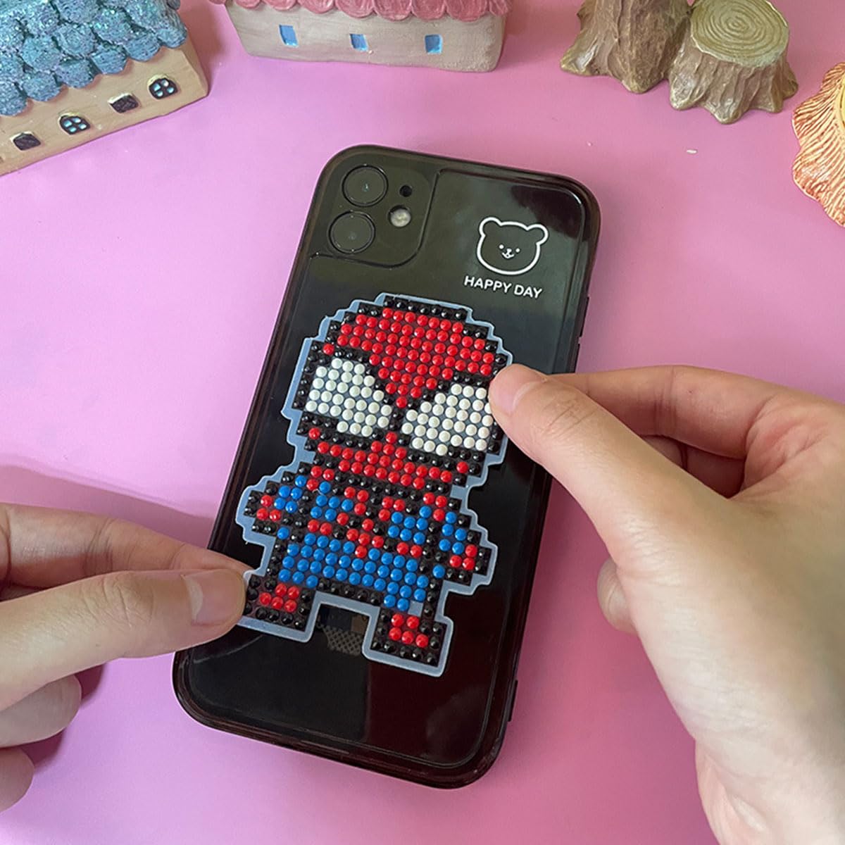 SHOWERRING 5D DIY Diamond Art Stickers Kits for Kids,Cartoon Gem Digital Art Painting Stickers Mosaic Craft Kit (Super Hero)