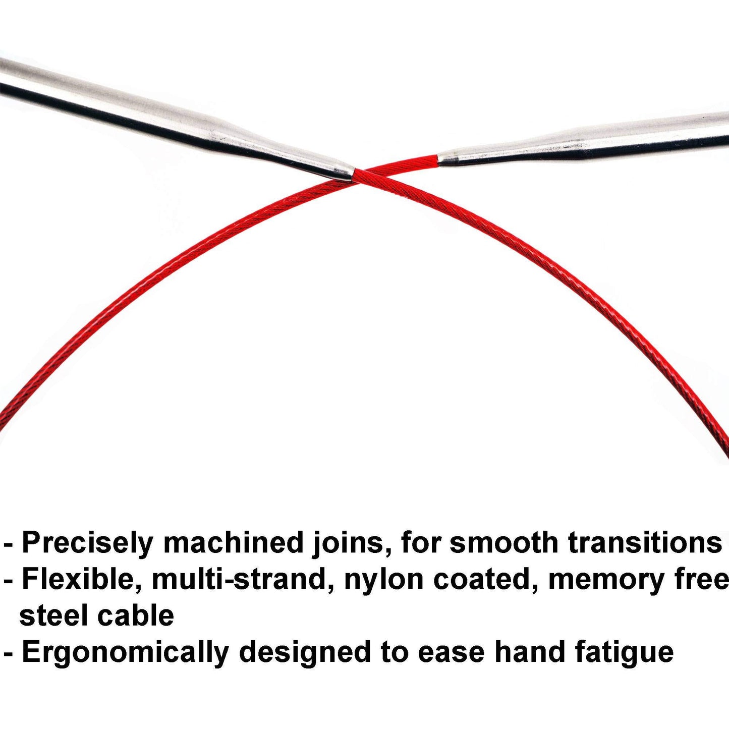 ChiaoGoo Red Lace 40 inch (102cm) Circular Knitting Needles US Size 8 (5mm) Stainless Steel 7040-8 with Stitch Holder