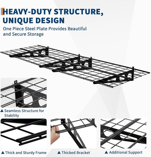GarveeLife Heavy-Duty Garage Storage Shelving | 2-Pack 2x6 ft Wall-Mounted Shelves, 1600 LBS Capacity