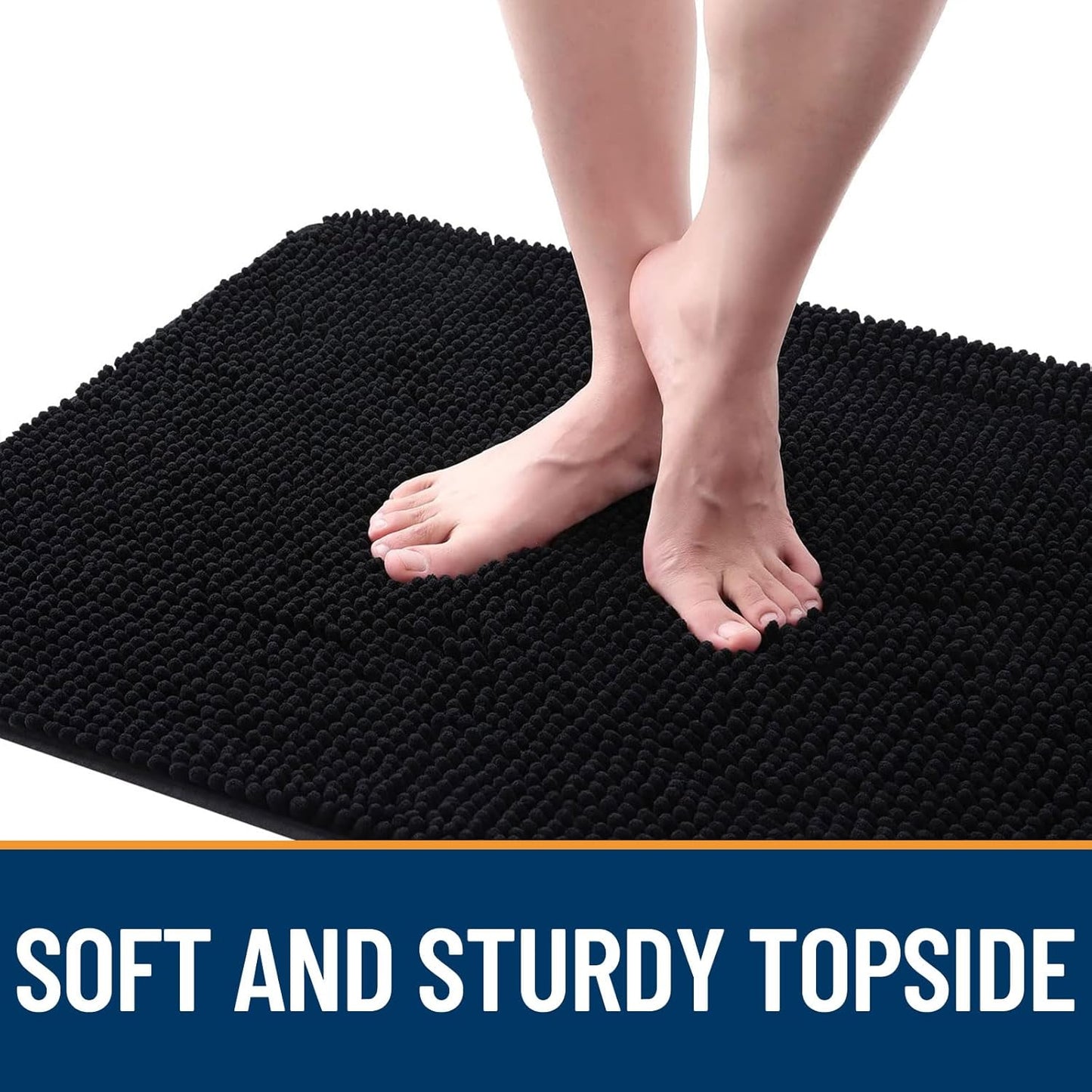 OLANLY Dog Door Mat - Absorbent Non-Slip Chenille Mat for Muddy Paws | 54x24 Inches, Quick Dry, Black