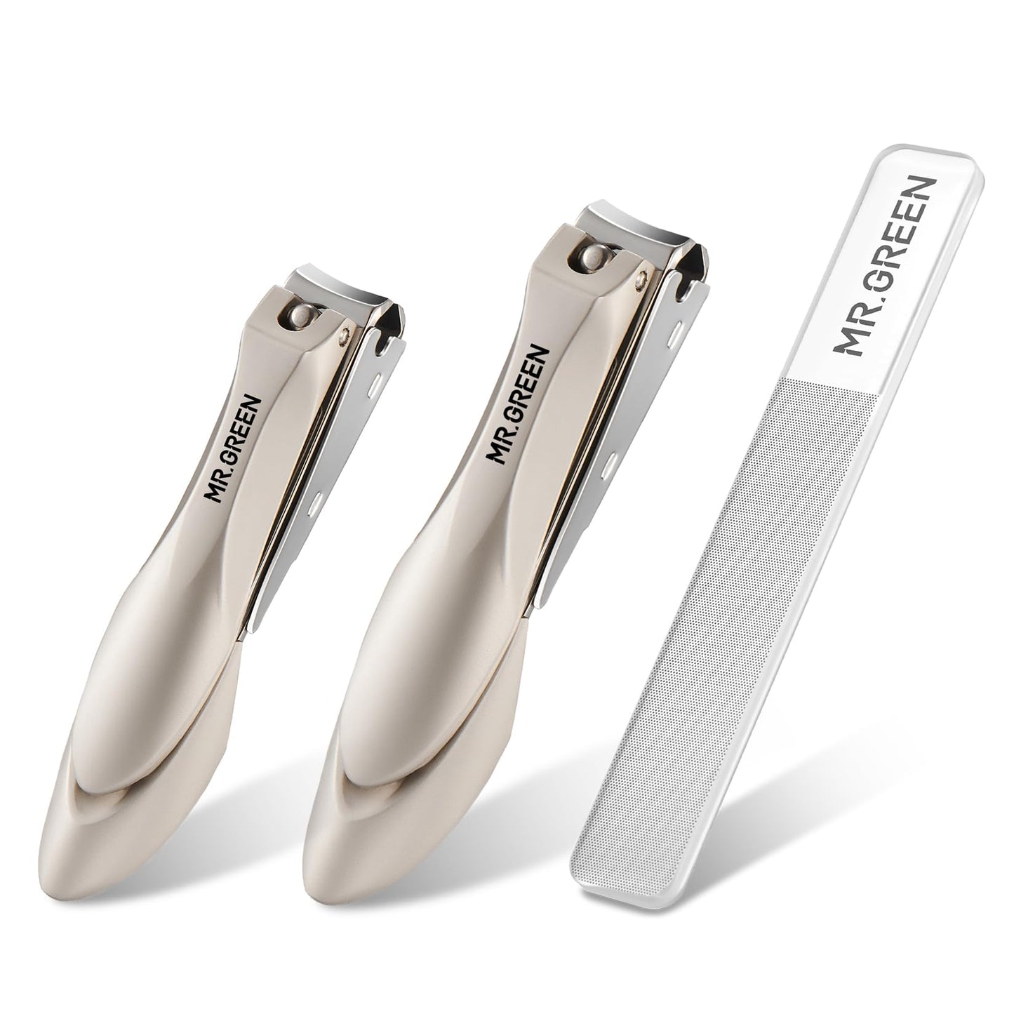 MR.GREEN Nail Clippers Stainless Steel Anti Splash Fingernail Cutter Manicure Tools Bionics Design Pedicure Scissor Nail Trimmer (Nail Clipper Two-Pack (Medium+Large))