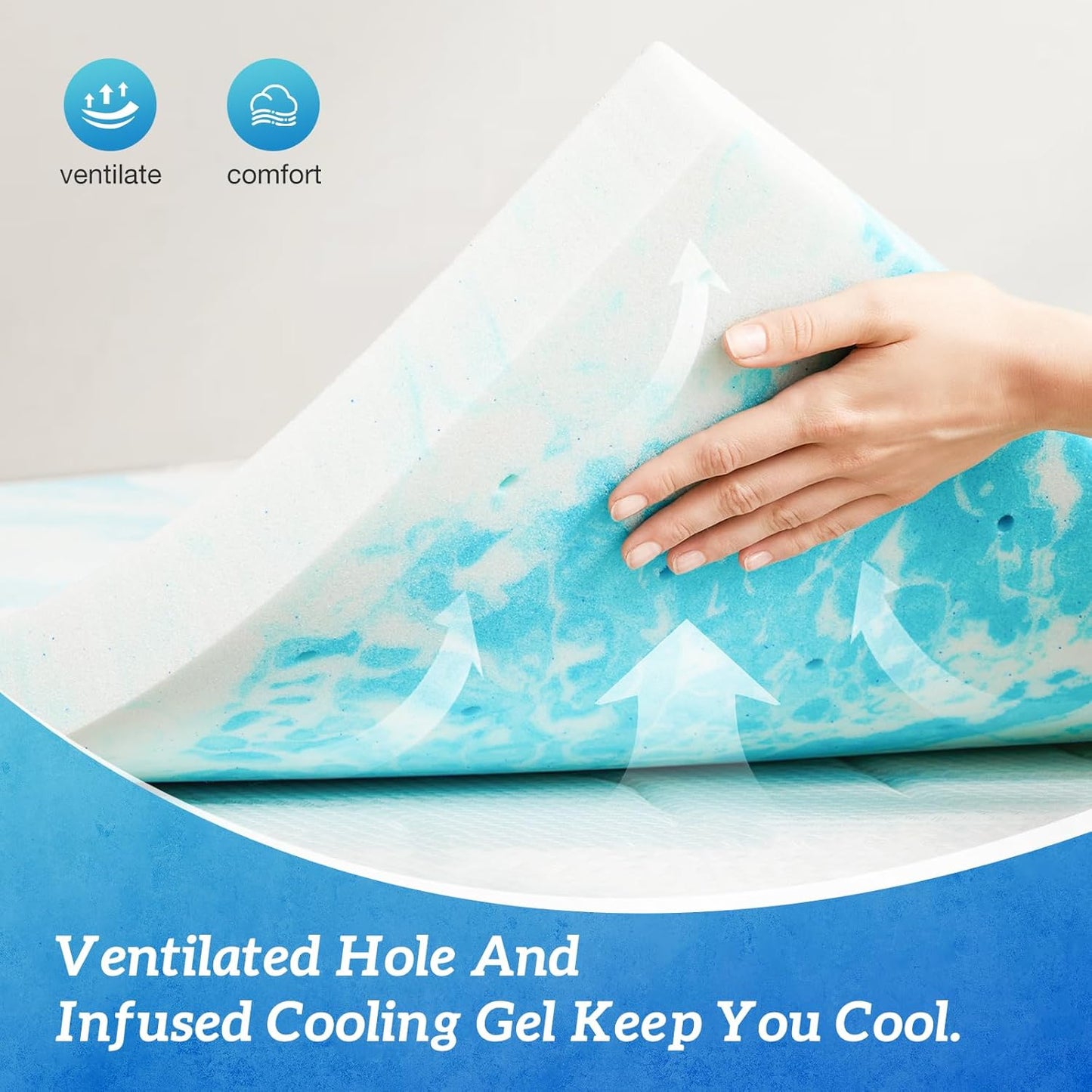 Sweetcrispy Memory Foam Mattress Topper - 3 Inch Thick Gel Infused Cooling Pad for California King Bed