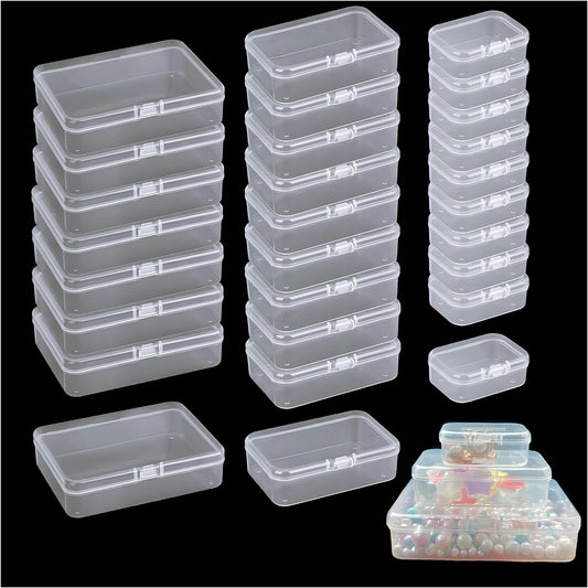 Bead Organizers and Storage-28 Pcs Small Plastic Boxes,Mini Clear Plastic Storage Boxes with Lids,for Jewelry Making Organizer,Containers Hair Accessories, Earrings,Crafts,Sewing Supplies Bead Storage