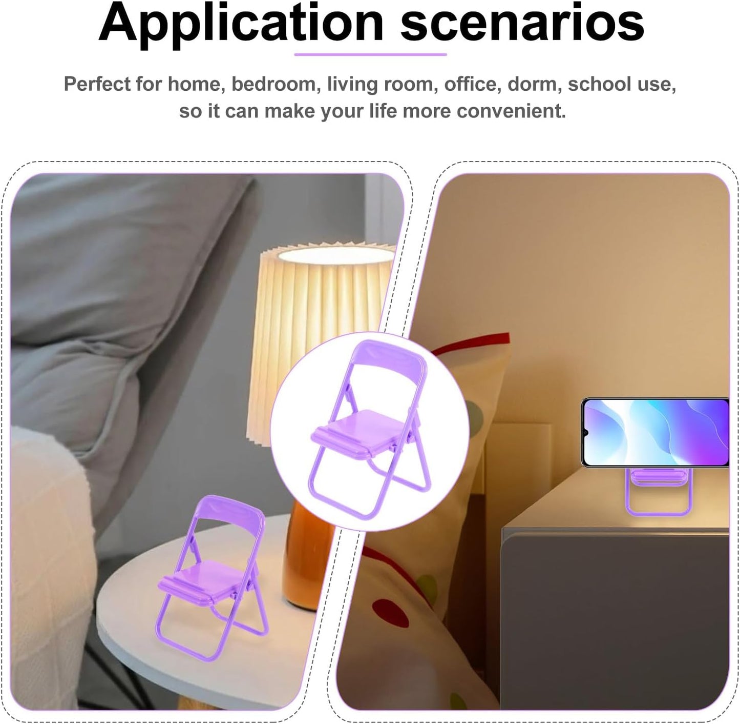 Beaupretty 10 Pack Creative Purple Foldable Chair-Shaped Phone Stands - for Home & Office