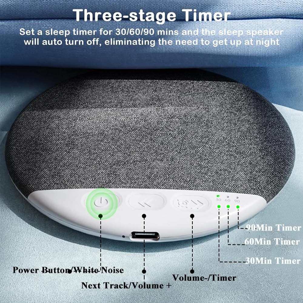 Generic 2026 11mm New Sleep Speaker Under Pillow, Ultra Thin Under Pillow Speaker with White Noise Timer, Stereo Bass