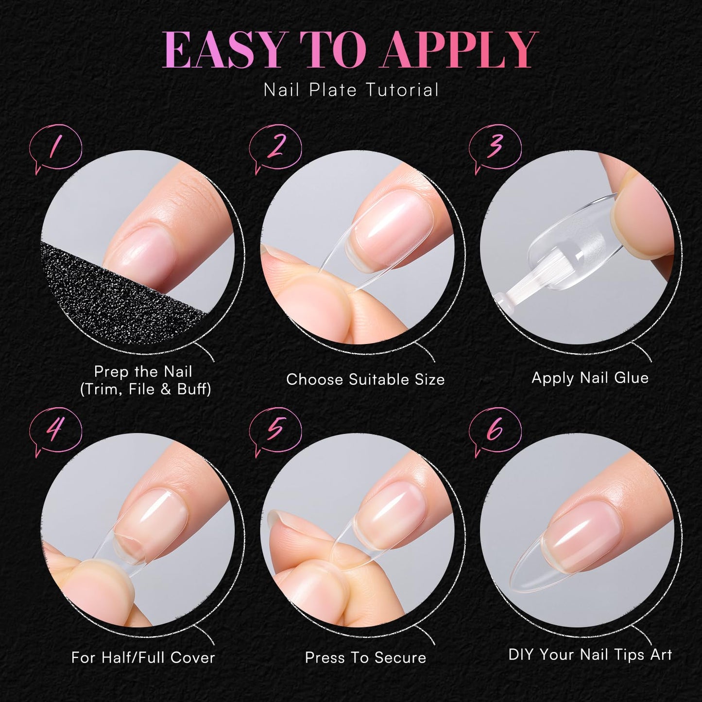 Makartt Short Almond Nail Tips: 240PCS, 15 Sizes, Pre Etched Fake Nails, Clear Gelly Half Matte Full Cover Soft Acrylic Press On Nail Extensions Salon and Home DIY for Flat & Natural Nail Beds