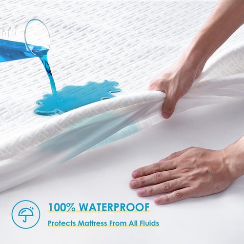 Cozymaker Waterproof Mattress Protector - Cooling Fitted Cover, Soft & Breathable, Fits 8-21" Deep Pocket