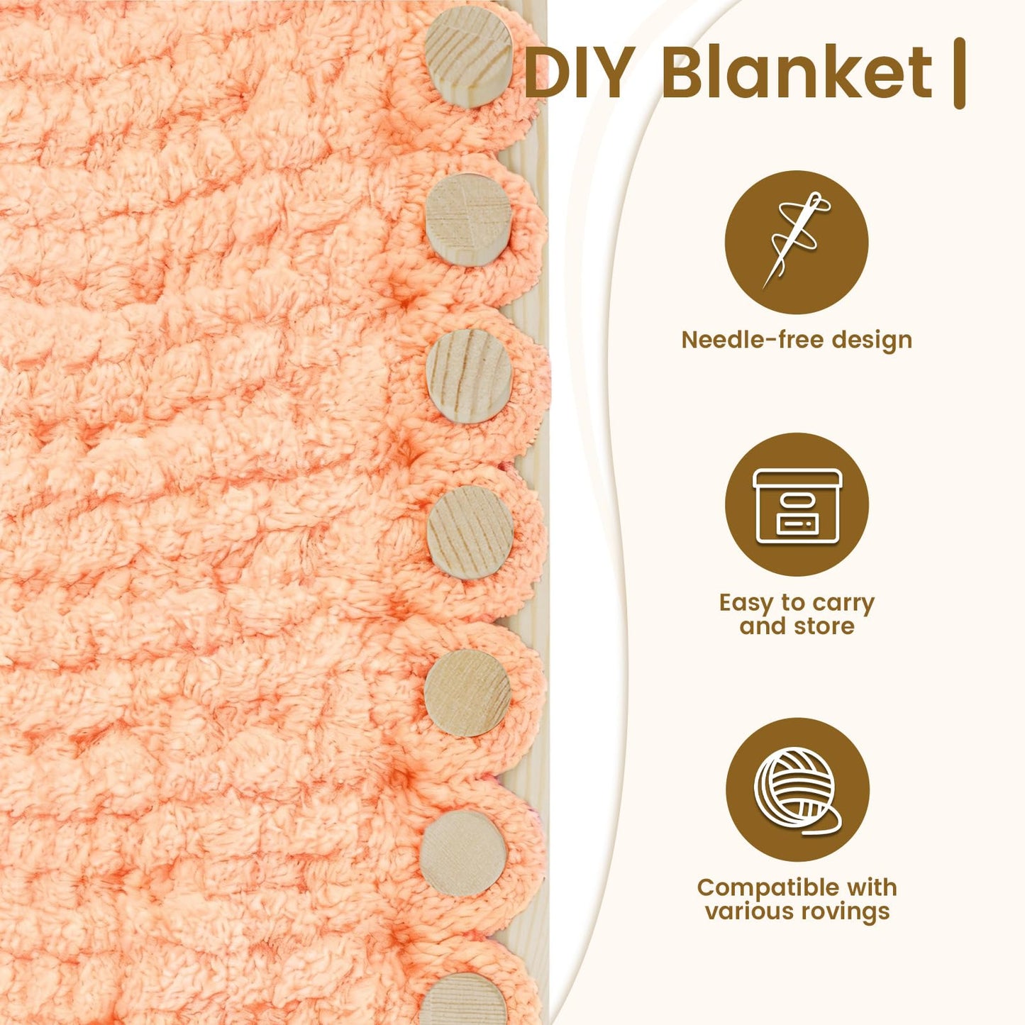 TOMAIX 48-inch Chunky Blanket Loom, Adjustable Wooden Frame, Suitable for DIY Coverlet, Ideal for Beginners and DIY Weaving Enthusiasts