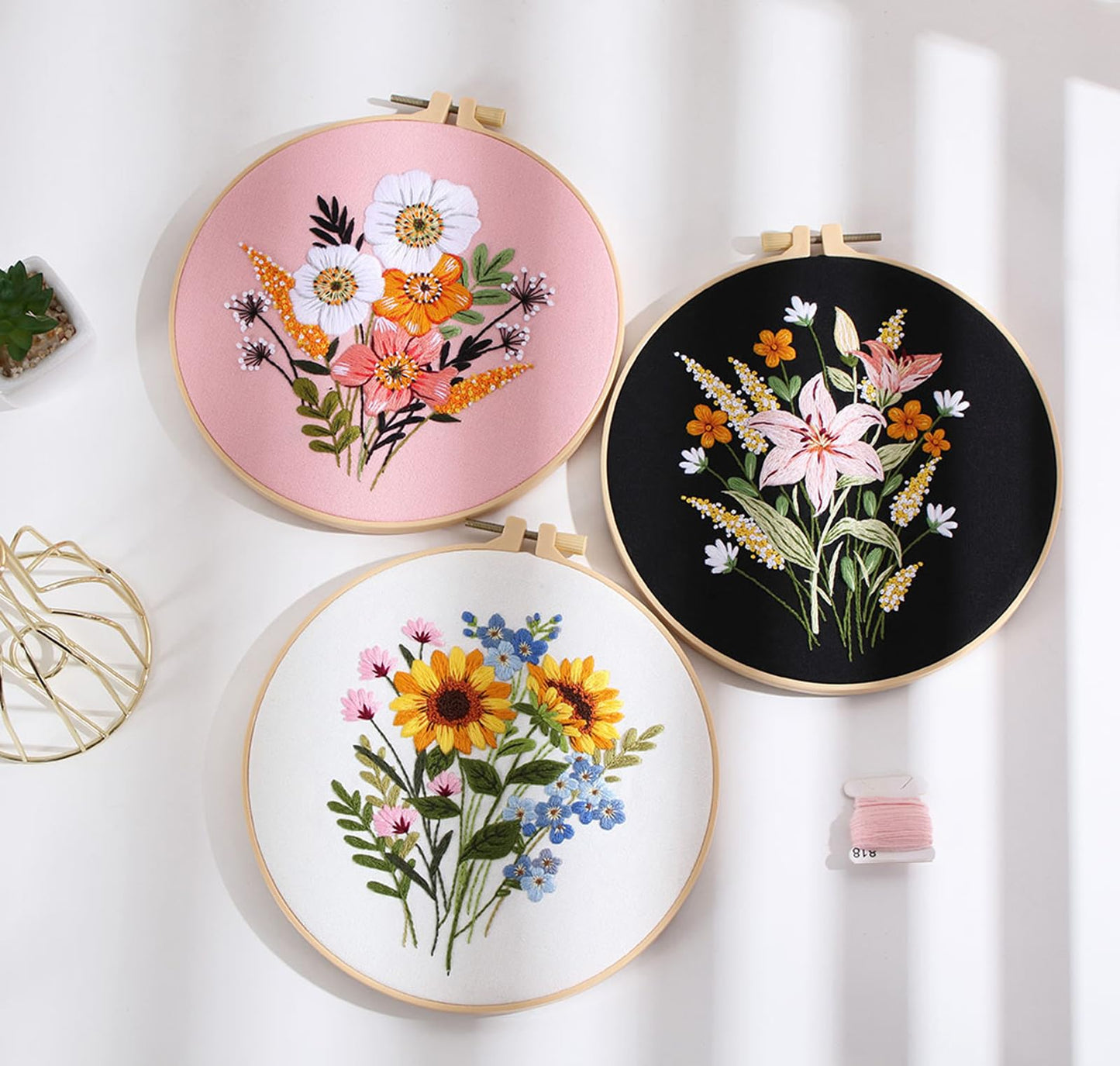 3 Set Embroidery Stitches Practice Kit, Embroidery Kit for Beginners with Embroidery Patterns, Beginner Embroidery Kit, Embroidery Kits for Adults, Hand Embroidery Kit, Embroidery Kit for Kids