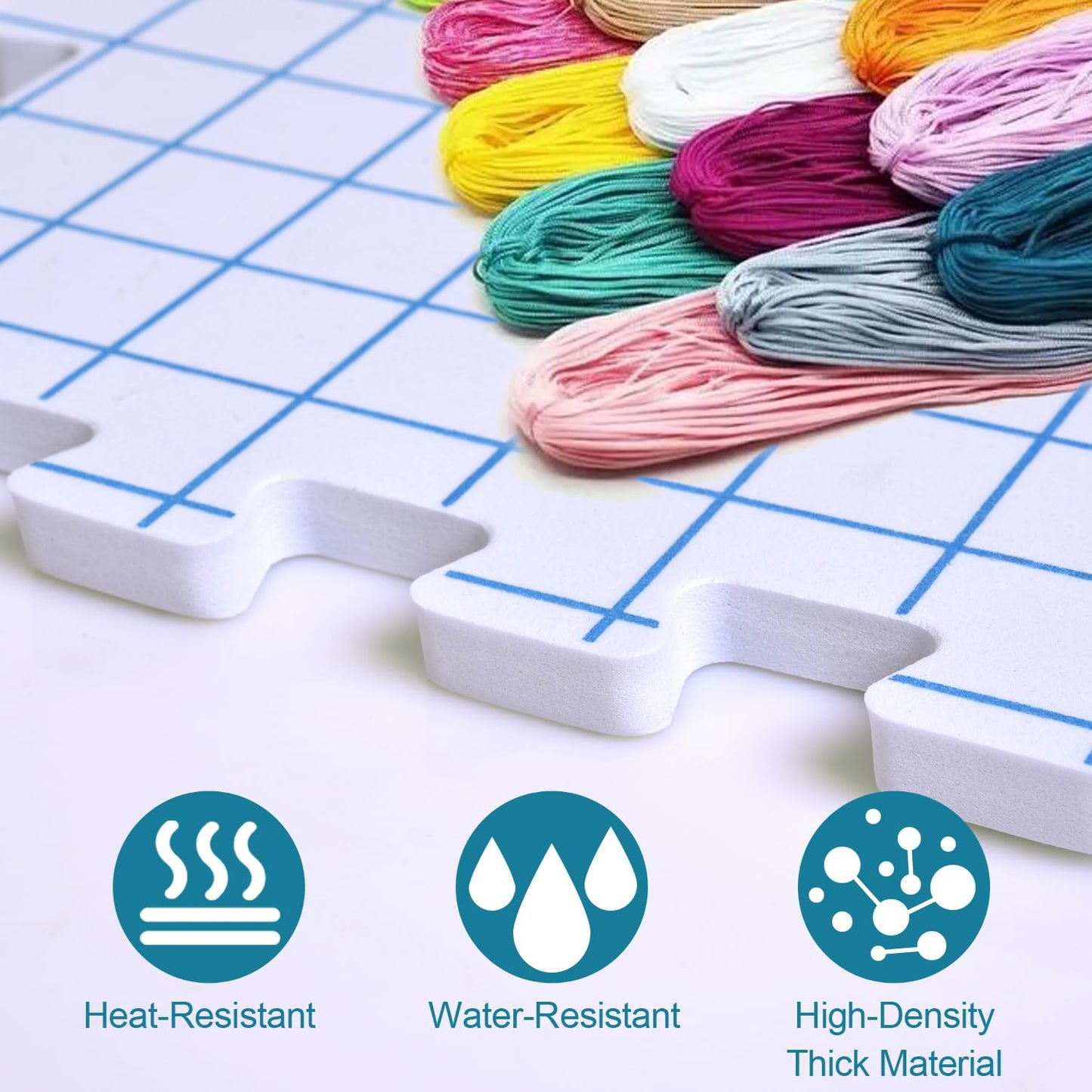 Interlocking Blocking Mats - Blocking Mats for Knitting and Crochet Projects, 4-Pack 12'' W x 12'' L Knitting Blocking Mats with 50 T-Pins, White