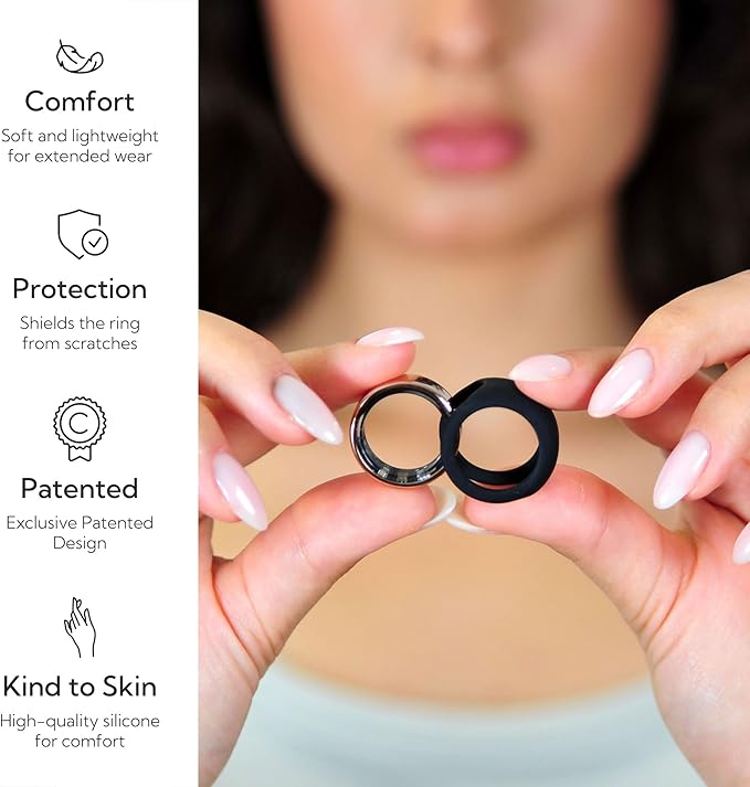 Rinfit Smart Ring Protector - Silicone Ring Enhancer for Active Lifestyle and Gym - StyleFit U.S. Design Patent - Black, Size 13