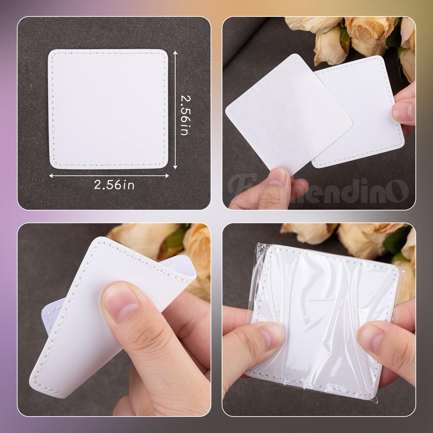 Framendino, 10 Pack Sublimation Patch Blank Square Leather Iron on Patches for Hat Shirt Jeans