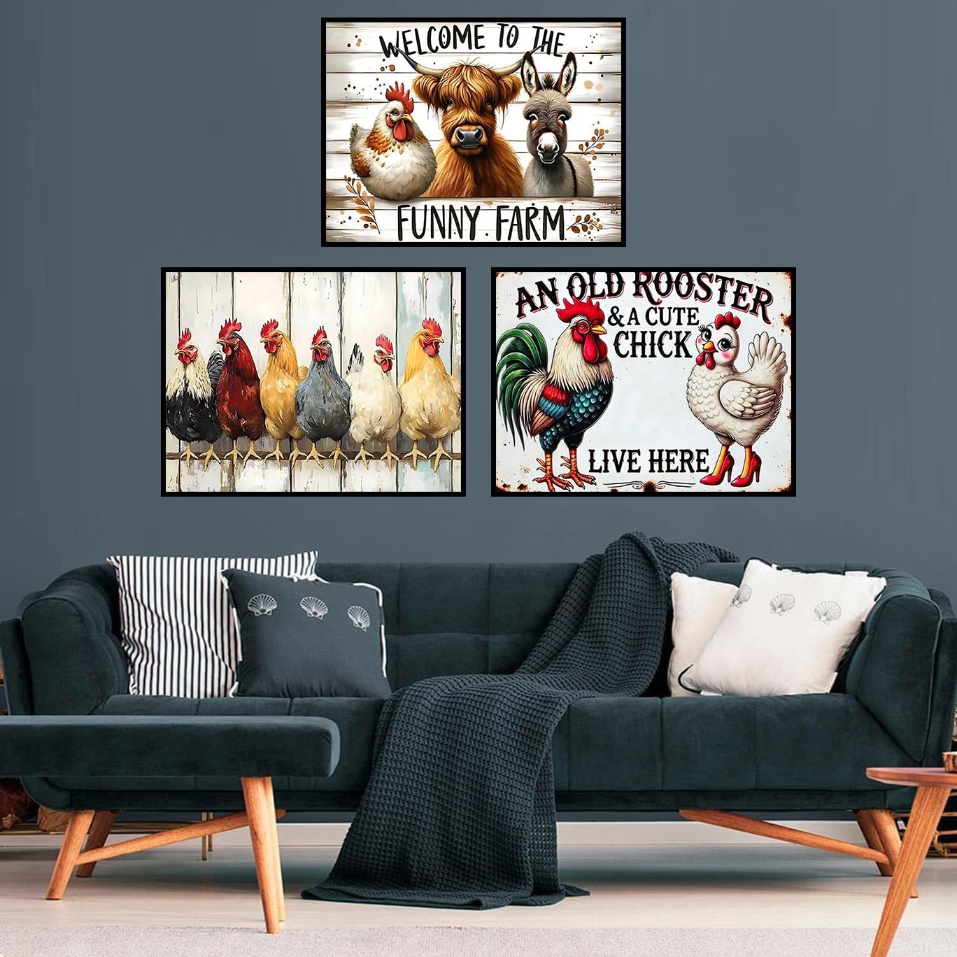 mrpwnle 3 Pack Diamond Art Kits for Adults, Cute Animal Chicken Cow Diamond Painting Kits for Beginners, 5D Diamonds Painting, DIY Full Round Drill Gem Art, Home Decor Gifts 11.8 X 15.7 Inch