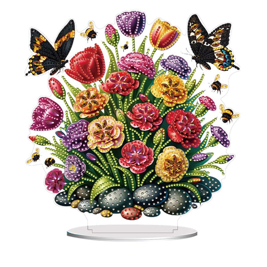 C'eitura DIY Diamond Painting Tabletop Decor: Colorful Flower & Butterfly Crystal Art Kit with Sparkling Special-Shaped Rhinestones, Unique Birthday Gifts for Women & Girls