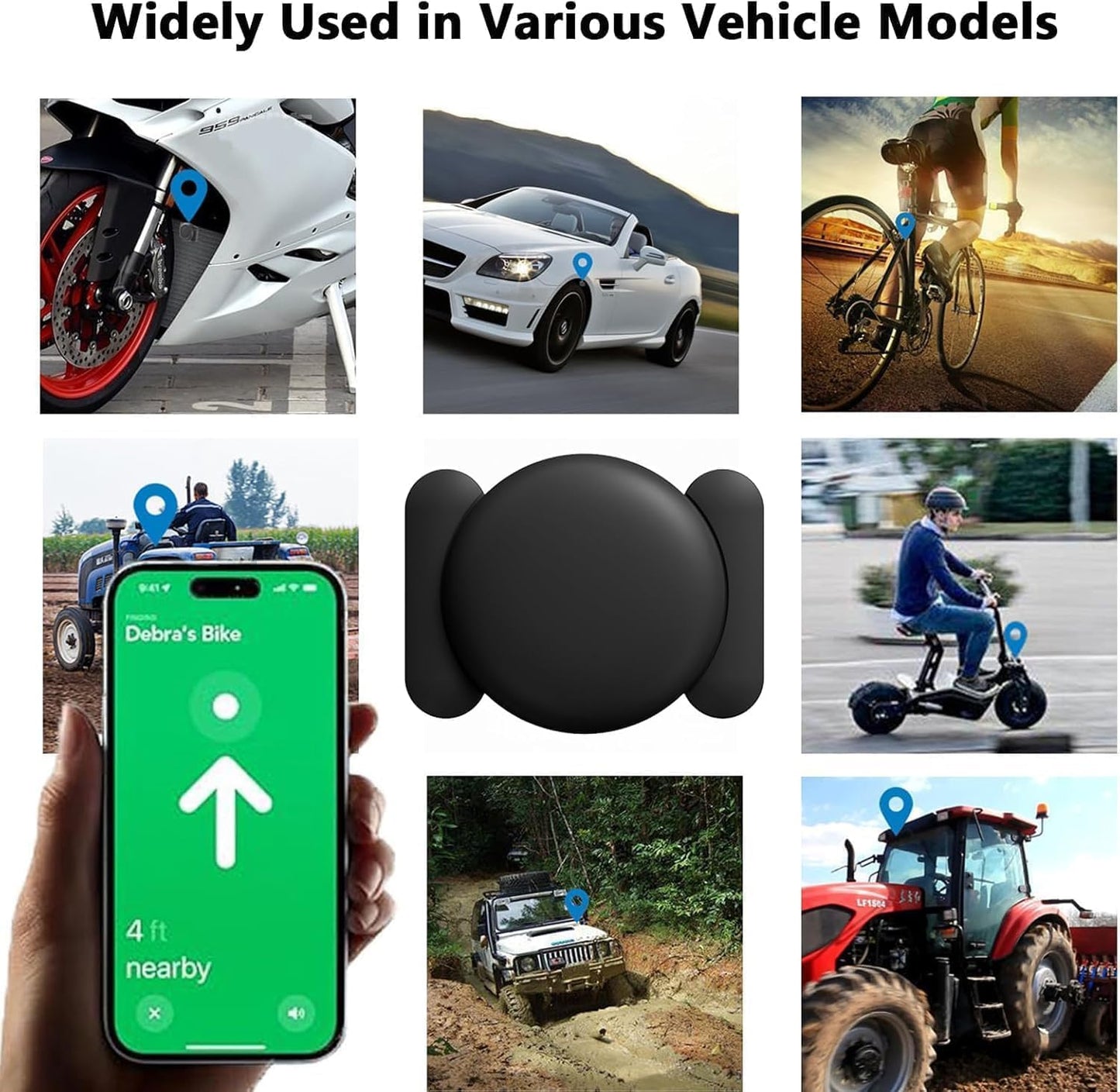 Dahetag (Black,1PCS) GPS Tracker for Vehicles,Real Time Car GPS Tracker Work with Apple Find My(iOS Only),No Monthly