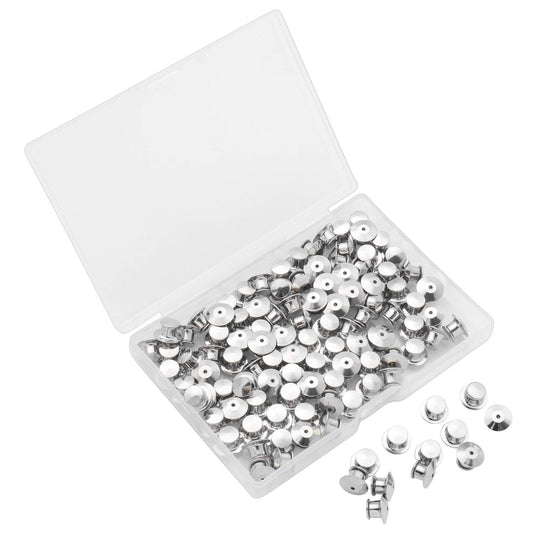 SUBANG 100 Pieces Metal Pin Backs Locking Pin Keepers Locking Clasp with Storage Case
