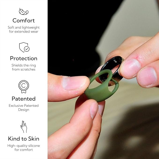 Rinfit Smart Ring Protector - Silicone Ring Enhancer for Active Lifestyle and Gym - StyleFit U.S. Design Patent - Green, Size 8