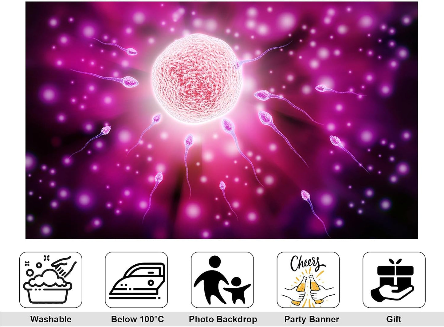 KeyWork 5x3ft Fertilization Science Illustration Backdrop Reproductive Biology Photography Background for Health Fair