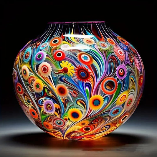 5D DIY Diamond Painting Kits,Round Vase Drill Diamond Art Kits for Adults Beginner, Perfect for Home Wall Decor and Gift