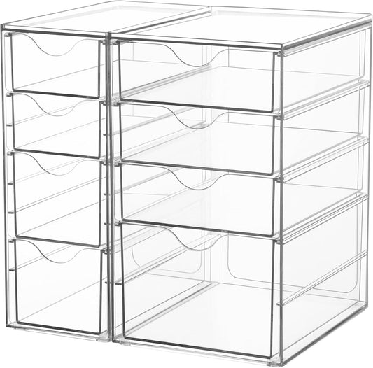 Vtopmart Acrylic Organizer - 8 Drawer Clear Makeup & Office Storage Solution | Dustproof Design