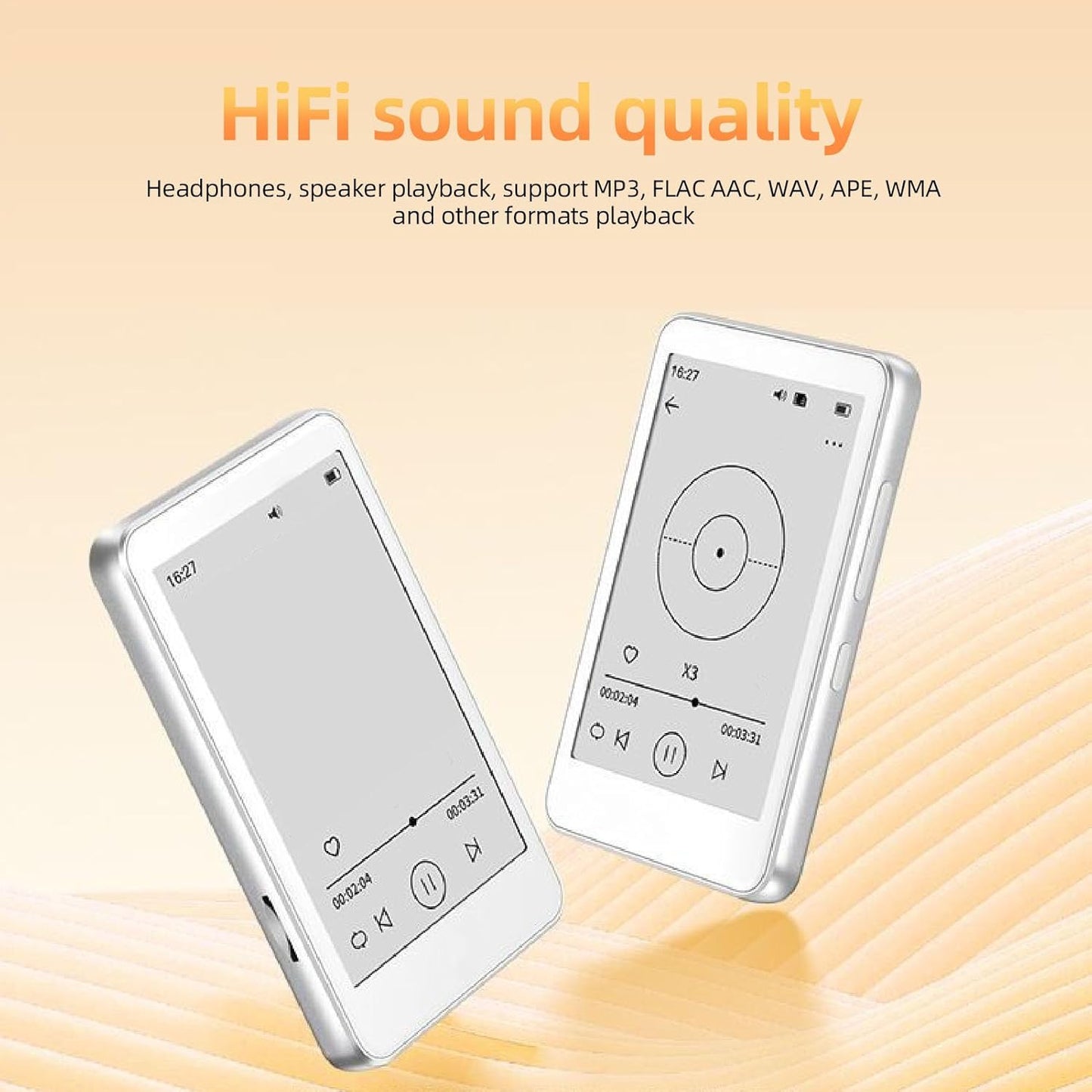 FOSA 2.7 Inch MP3 5.0 Player, Bluetooth HiFi Music Player with Eye Protect Screen, USB C Charging, Portable E Book