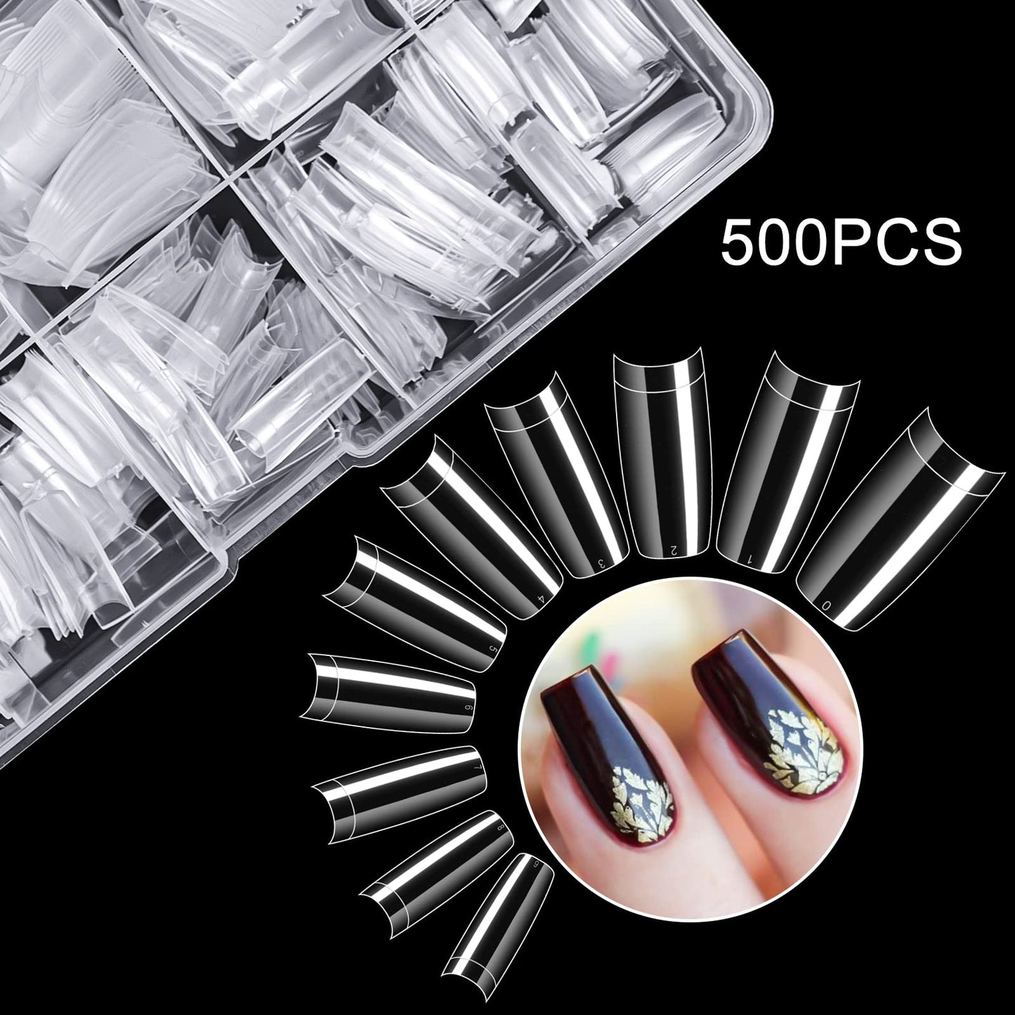 krofaue Nail Arm Rest and 500PCS Clear False Nails Tips