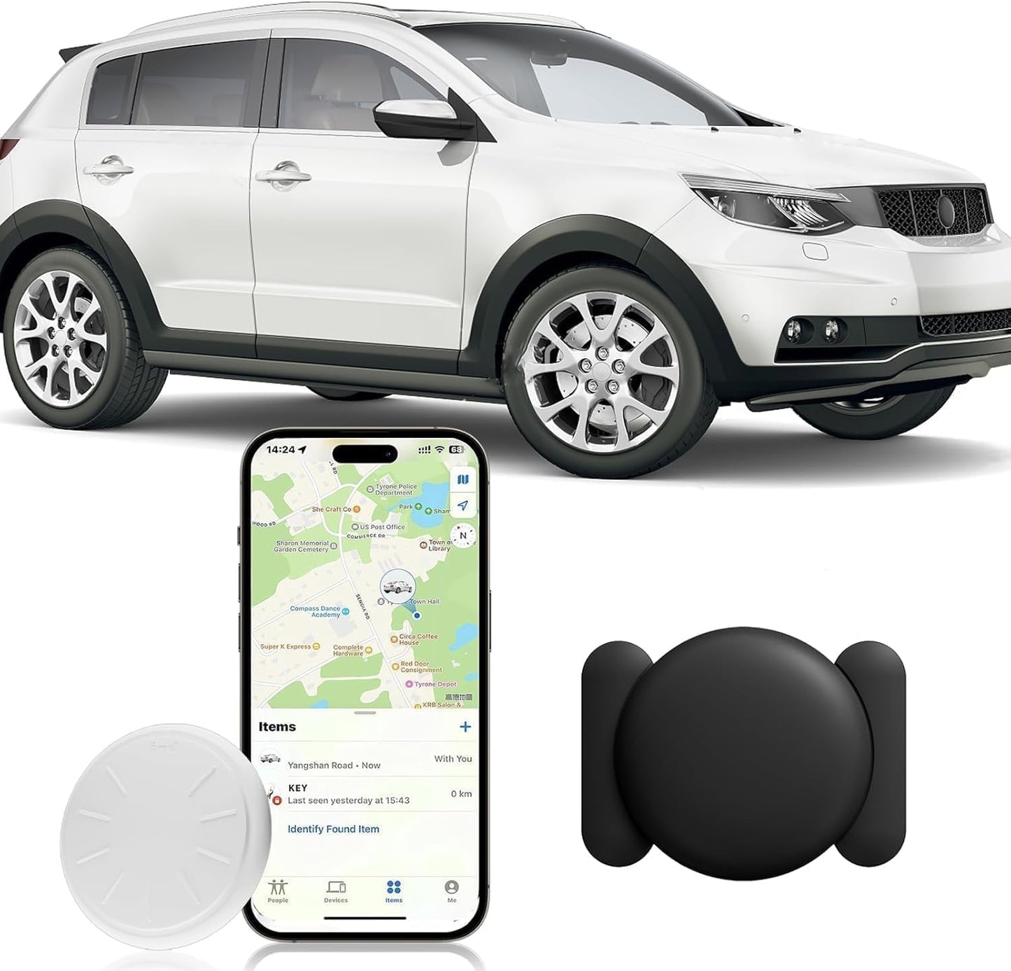 Dahetag (Black,1PCS) GPS Tracker for Vehicles,Real Time Car GPS Tracker Work with Apple Find My(iOS Only),No Monthly
