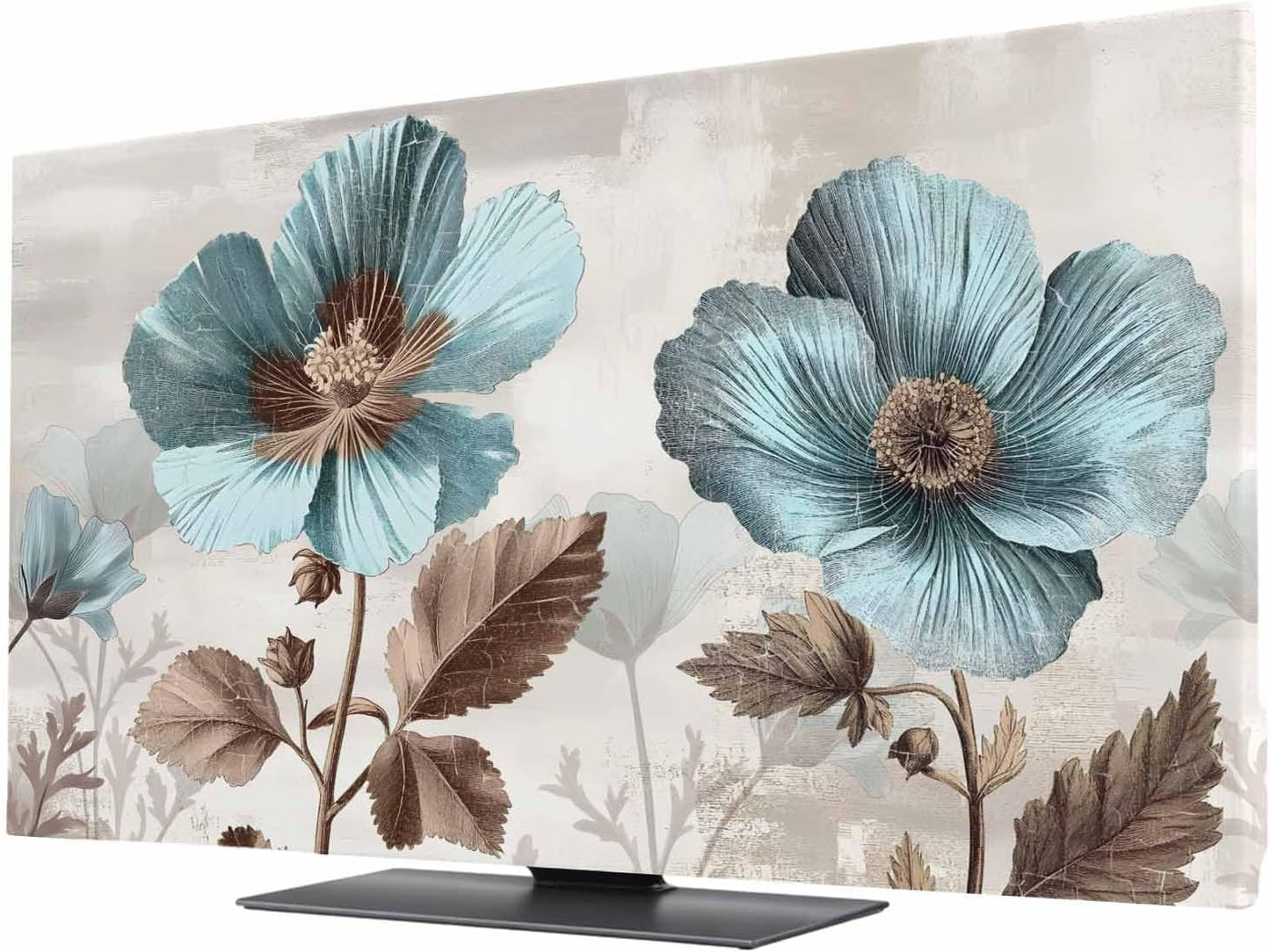 Singingin 65 Inch, Blue Broccoli TV Dust Cover Farmhouse Rustic Floral Retro Victorian Style Computer Monitor Cover