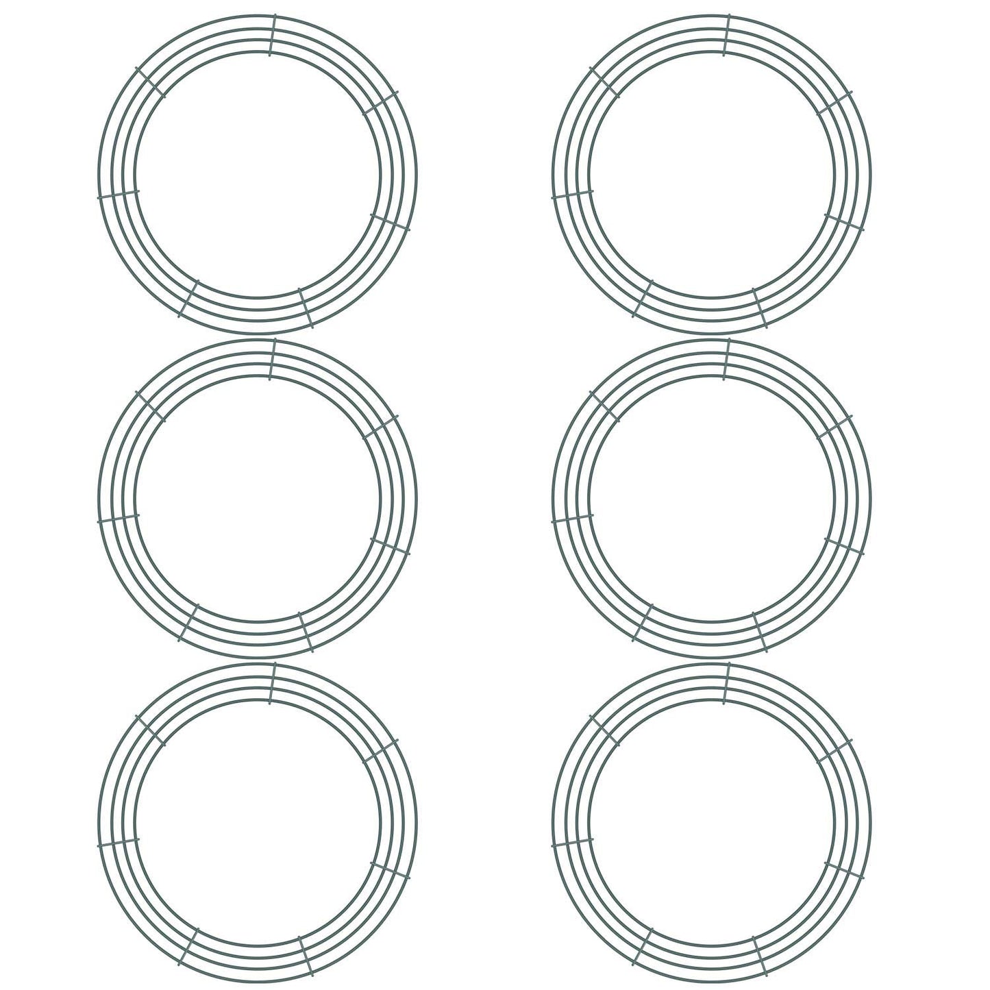 Sumind 6 Pieces 14 Inch Wire Wreath Frame Round Wreath Metal Wire Rings Dark Green Making Rings for Christmas Floral Home Party Decoration DIY Crafts