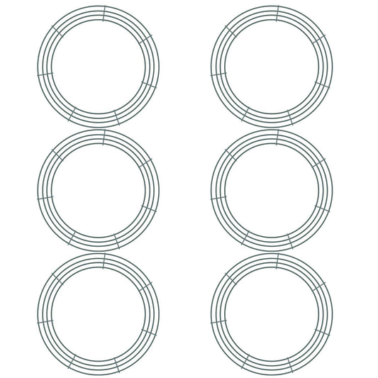 Sumind 6 Pieces 14 Inch Wire Wreath Frame Round Wreath Metal Wire Rings Dark Green Making Rings for Christmas Floral Home Party Decoration DIY Crafts
