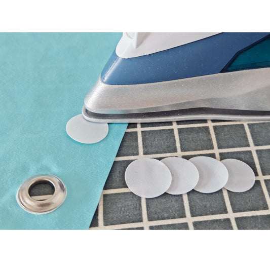 HX AURIZE Iron-On Fabric Reinforcement Patches, 100 Pcs No-Sew Interfacing Stabilizer Dots for Snaps & Grommets, Anti-Tear Cotton Rounds for Knit Repair (Diameter: 1.4 in 30 mm)