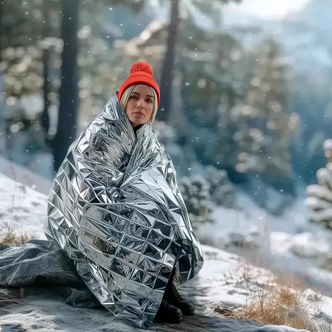 Altland 100 Pack of Emergency Blankets - Bulk Heat Reflective Blankets for Winter Survival Kits, Disaster Preparedness, Cold Weather Camping, and Homeless Care Packages
