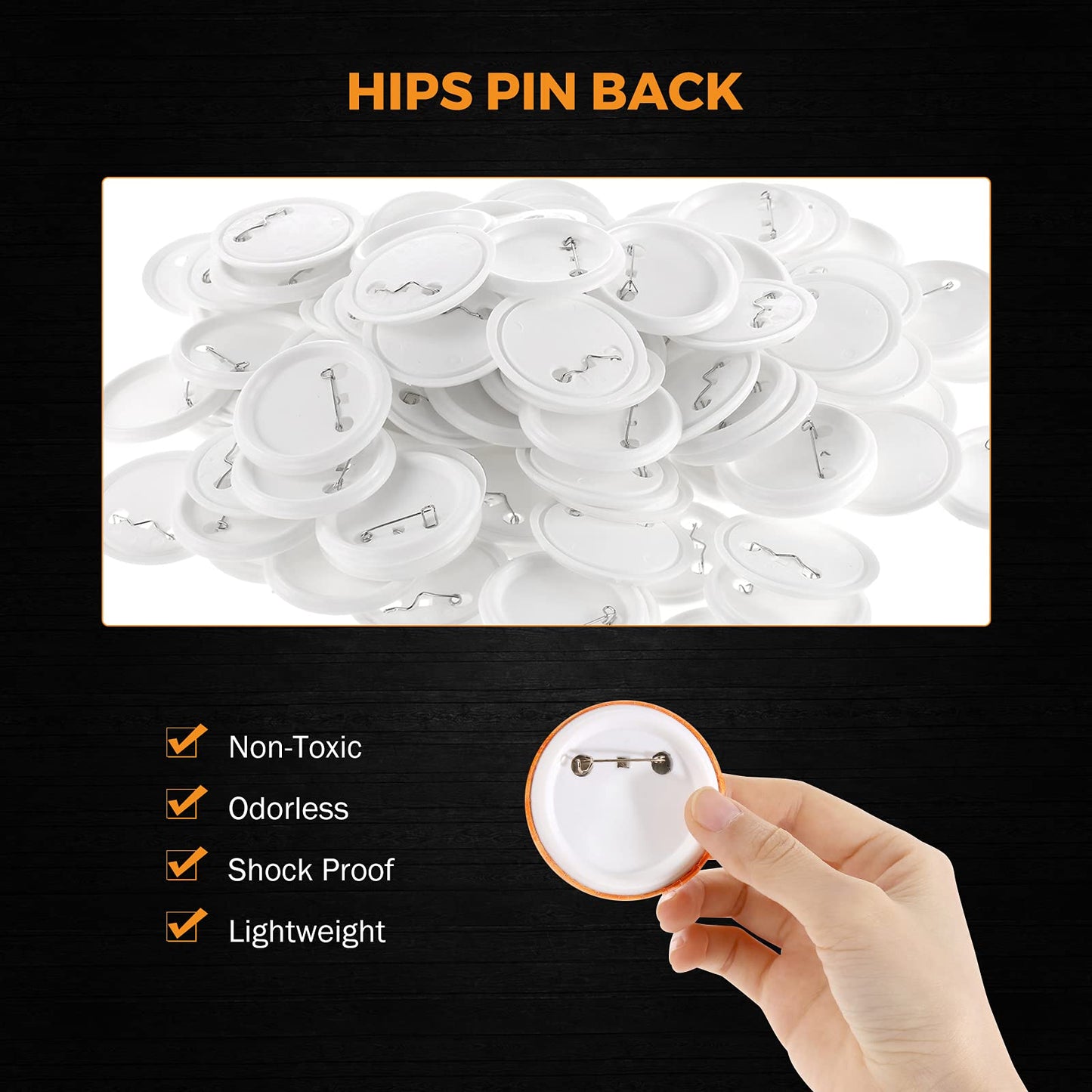 BEAMNOVA 1000 Sets of Round Button Maker Supplies 25mm / 0.98 in (Approx. 1 inch) for Round Pin Maker, Plastic Clip Bottom & Tinplate Top with Transparent Film, Machine NOT Included