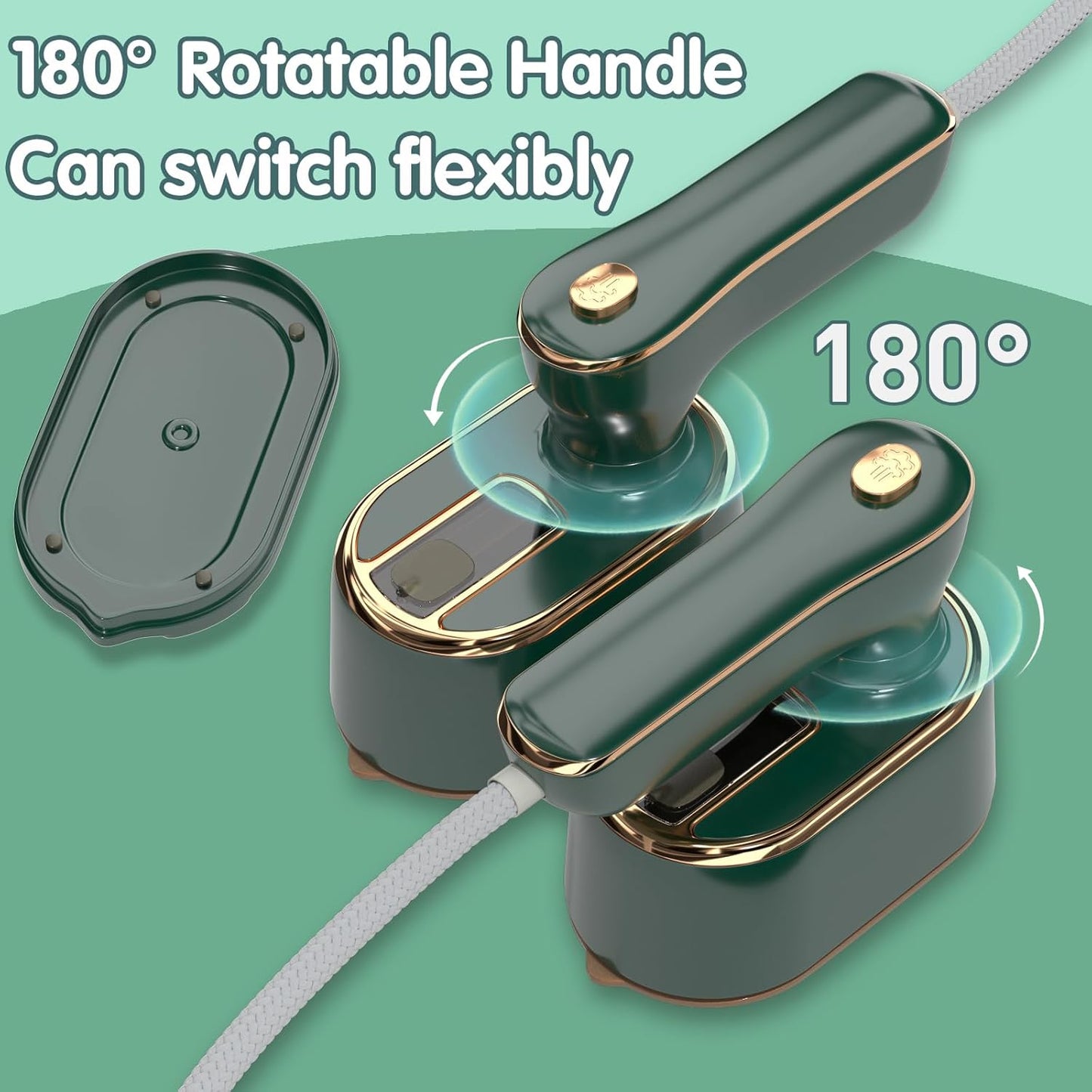 Skiennix Travel Steamer Iron - Portable Ironing Machine for Clothes | Compact Design in Green