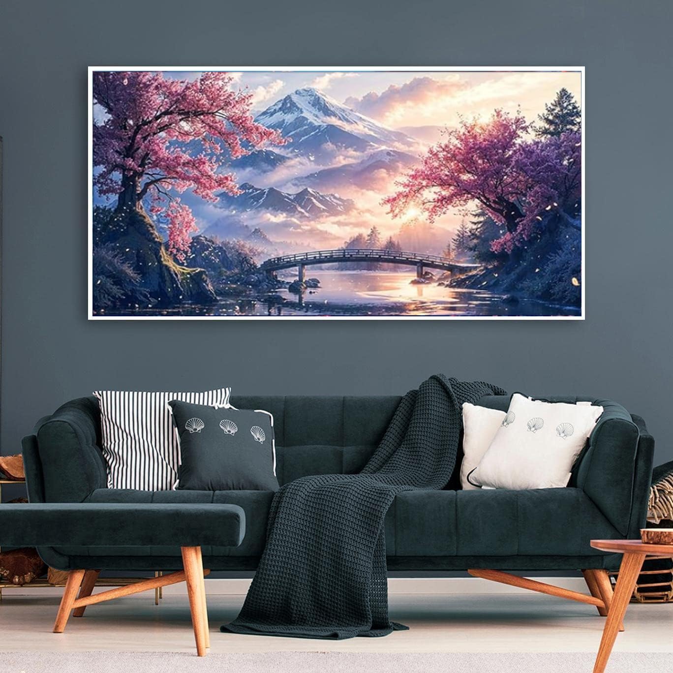 Large Diamond Painting Kits for Adults 5D Large tree and bridge Landscape Diamond Painting Kit for Adults Full Drill Trees Diamond Painting Kits Gem Art Kits for Home Wall Decor 27.5 X 15.7inch