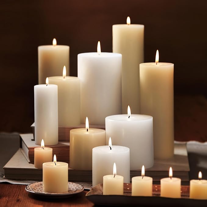 TAG Chapel 3X6 Ivory Pillar Paraffin Wax Candle Unscented Drip-Free Long Burning 85 Hours For Home Decor Wedding Parties 3x6 Ivory