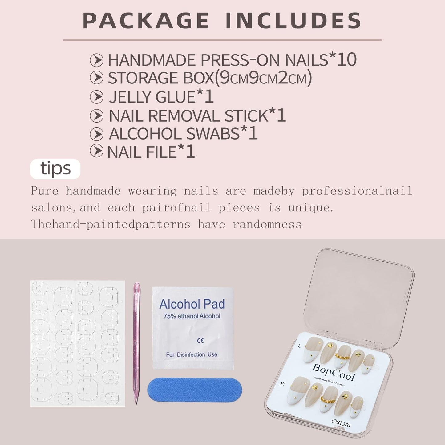 Luxury Handmade false nails，3D Gold French Cross Press-On Nails – Medium Almond Shape False Nails with Rhinestone Embellishments, Elegant Reusable Stick-On Nails(10PCS-S)