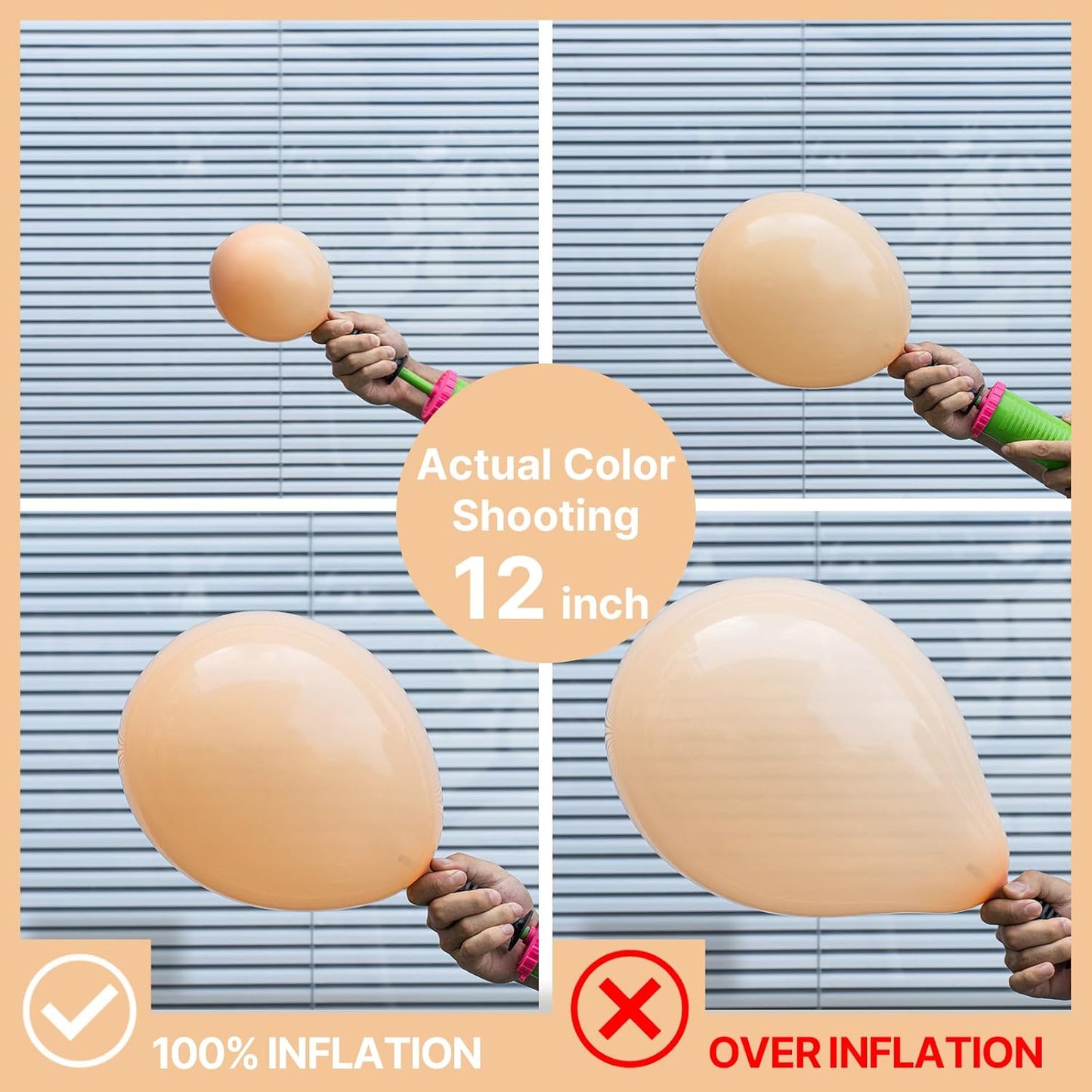 PartyWoo 12-Inch Nude Balloons - 100pcs Apricot Latex for Graduation, Wedding & Baby Showers