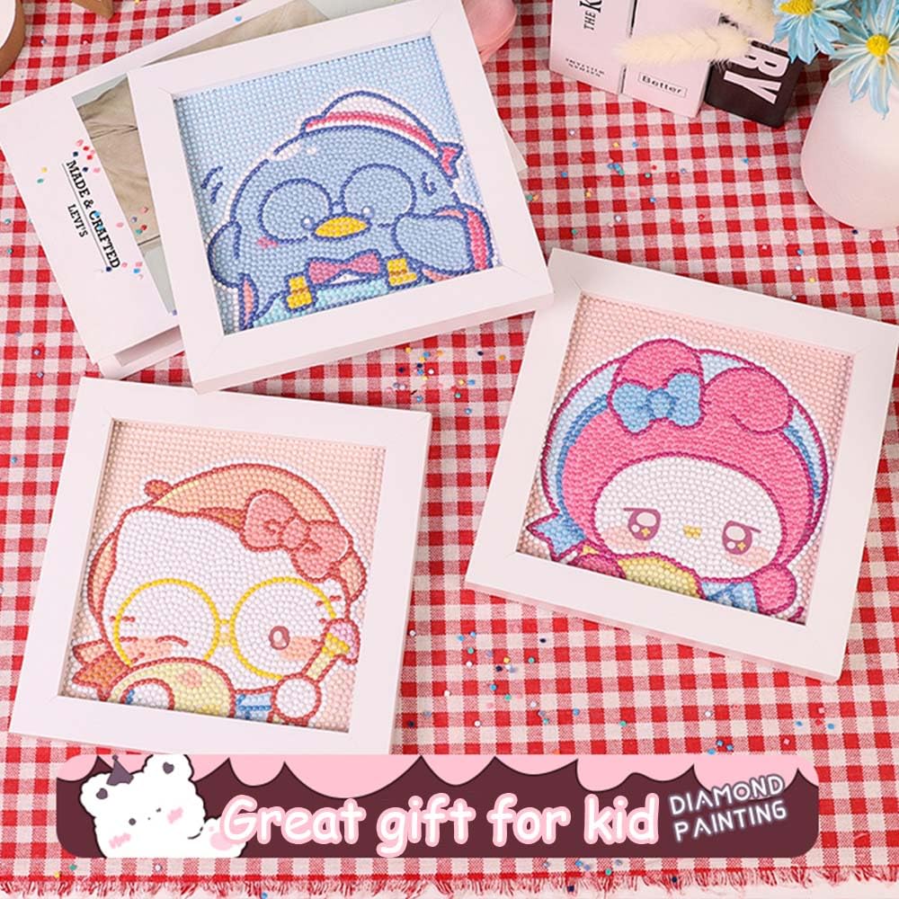 Akutoer Cute Anime 5D Diamond Drawing Kits, Gem Arts & Crafts Supplies with Frames, Cartoon Painting with Diamond, DIY Paint Supplies for Kid(Pocho)