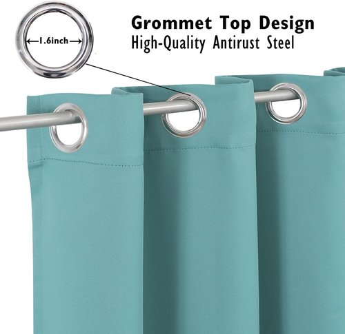 ChrisDowa Small Window Curtains - 36-Inch Grommet Thermal Insulated Room Darkening Panels | Aqua (2-Pack)