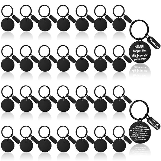 Gisafai 30 Pcs Engravable Metal Keychain Blanks Laser Graduation Engraving Blanks Key Rings Tags for Crafts DIY Gifts(Black)