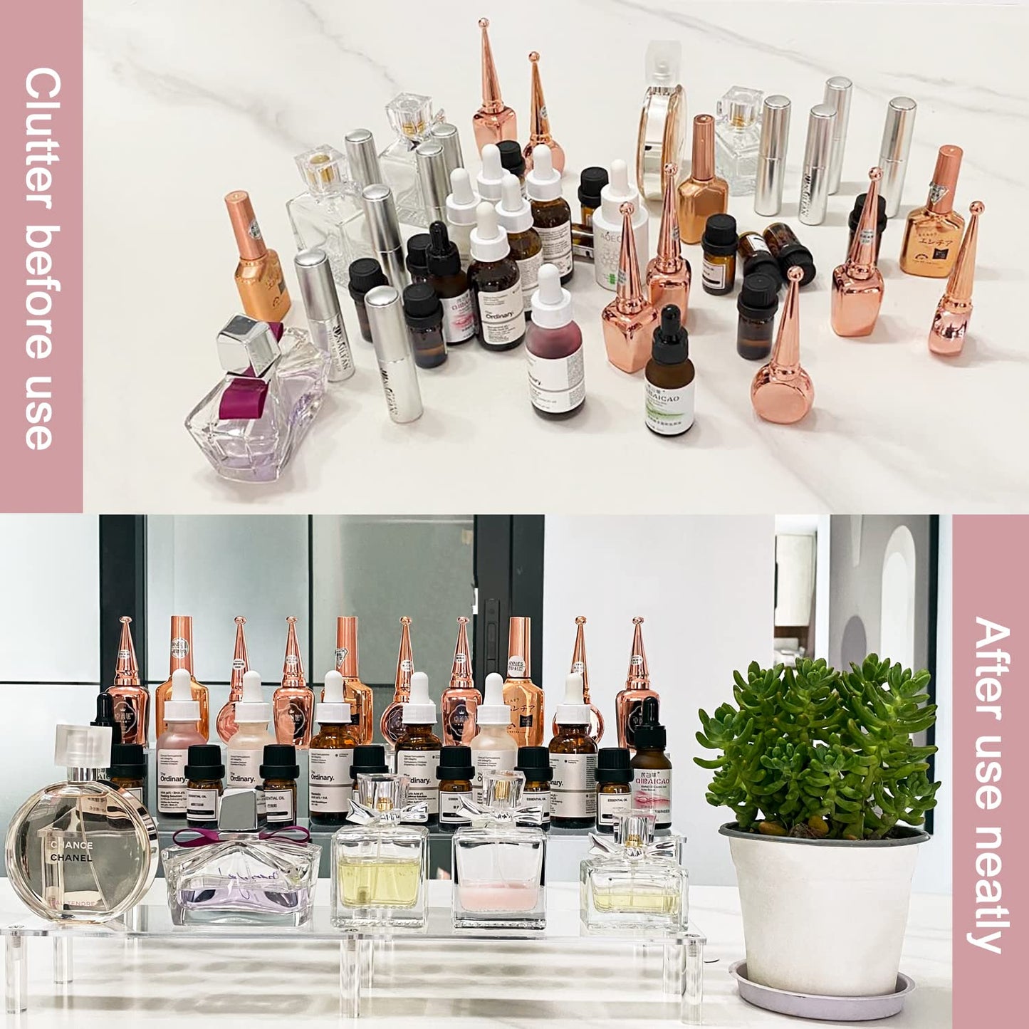 AZEAM 15 3/4 Inch Acrylic Riser Display Shelf,3 Tier Display Riser for Figures Display Stand Large Risers for Display Cupcake Perfume Organizer Cologne Makeup Collection Countertop Desktop Tabletop