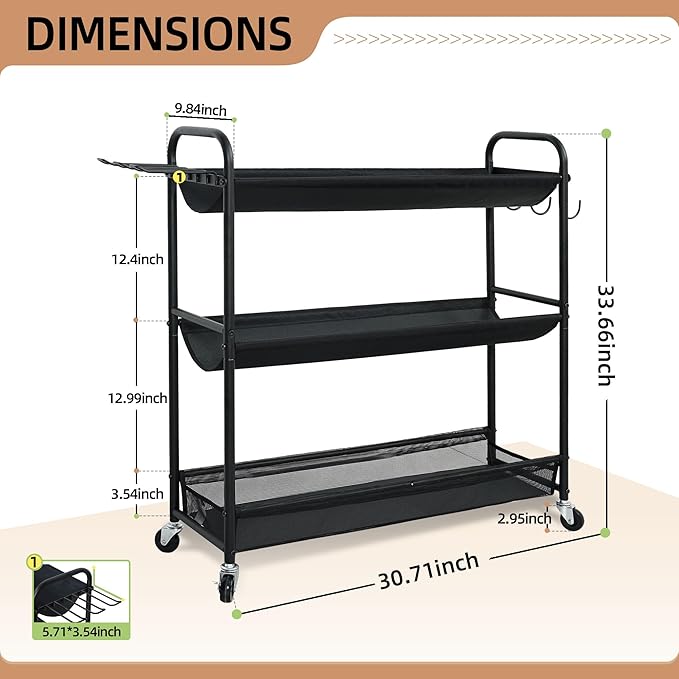 STORAGE MANIAC Basketball Rack 3-Shelf Training Stand Ball Holder Sports Ball Cart Garage Organizer Ball Basket Storage, Ball Rack for Garage or Gym, Indoor & Outdoor Sports Equipment Organizer