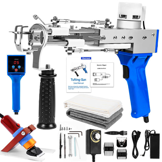 Rug Tufting Gun with Carpet Trimmer Kit，Tufting Gun Starter Kit Professional Tufting Rug Making Machine，2 in 1 Cut Pile Loop Pile Tufting Gun Kits for Beginners and Amateur