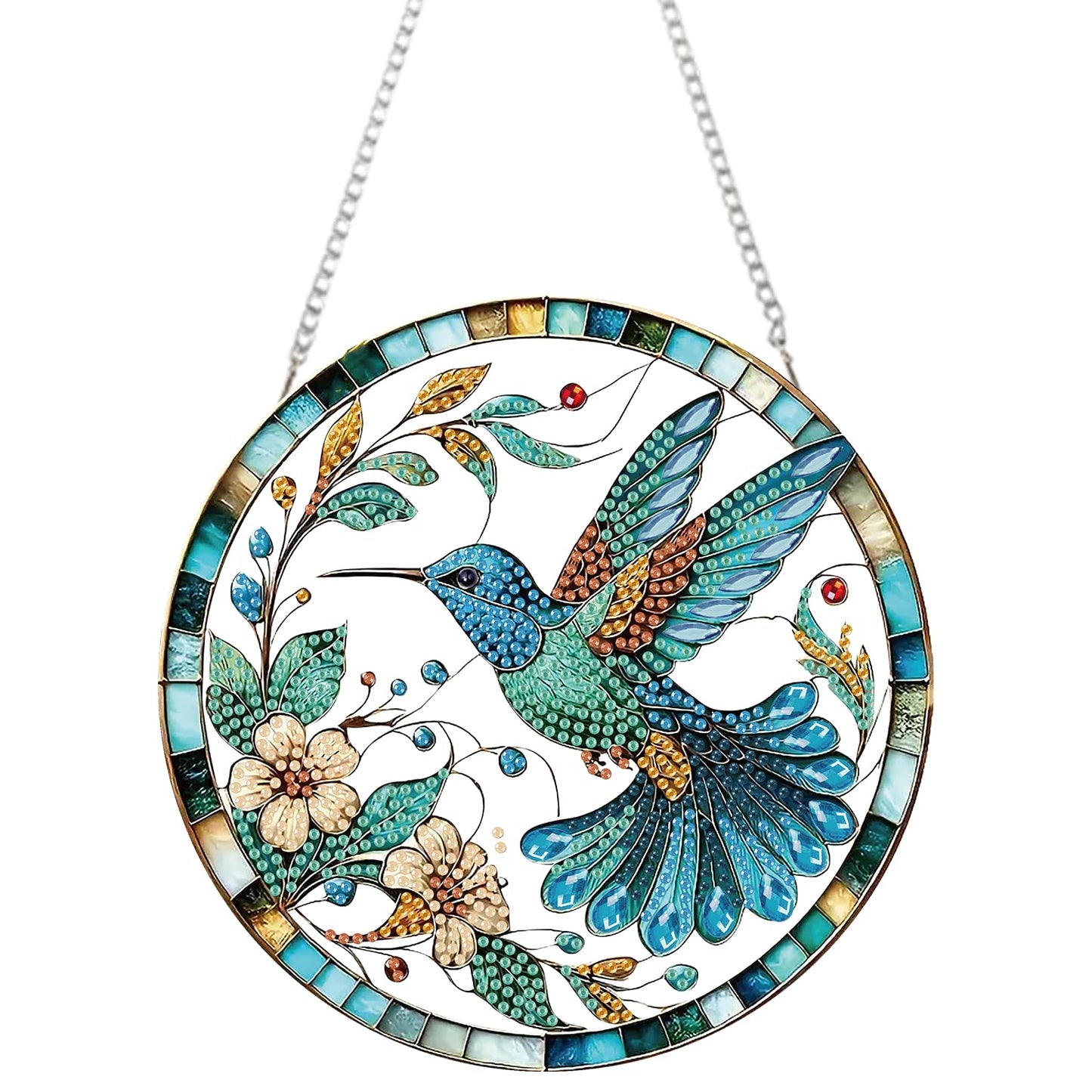 AIBOERL Diamond Art Hanging Kit for Adult,Special Shaped Rhinestone,Double Sided 5D DIY Acrylic Diamond Art Painting Window Pendants Home Garden Wall Hanging Kits Hanging Ornament (Hummingbird)
