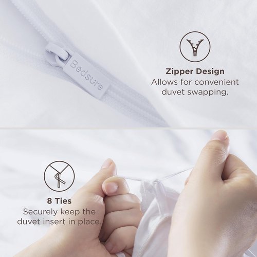 Bedsure King Size Duvet Cover Set - Light Grey Extra Soft Prewashed Cotton-Like Polyester, 3 Pieces with Zipper Closure & 2 Pillow Shams