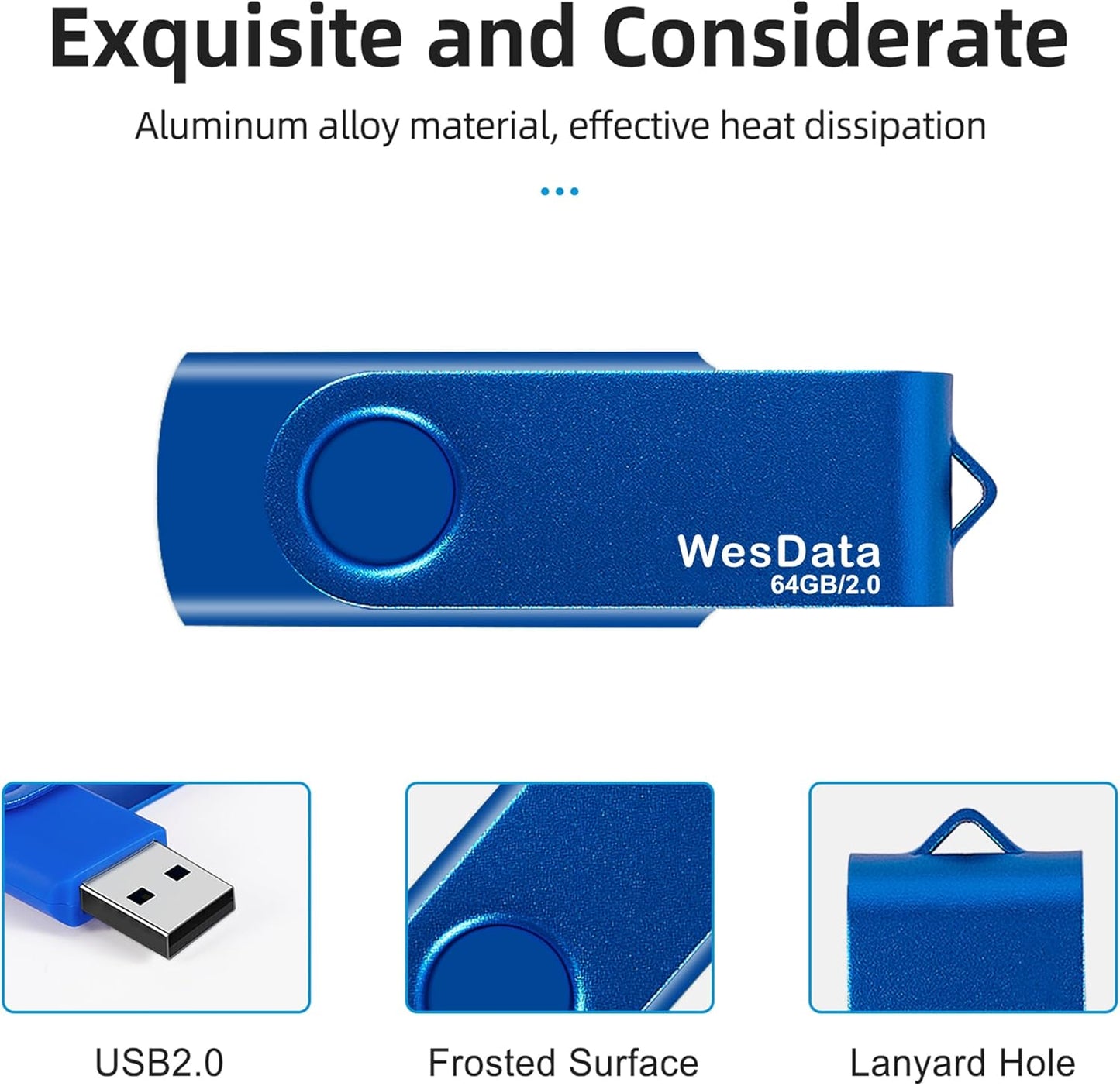 WesData 64GB 2.0 1 USB Flash Drive and USB C Adapter, Thumb Drive USB Memory Stick Jump Drive, Compatible with OTG Type