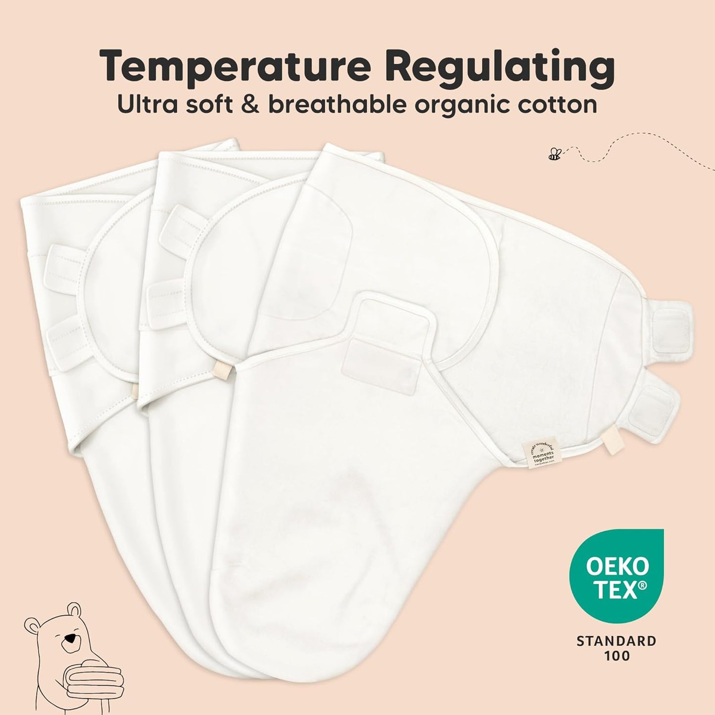 Organic Baby Swaddle Sleep Sacks by [Brand Name] - Soft & Snug for Newborns 0-3 Months | 3-Pack in Sage